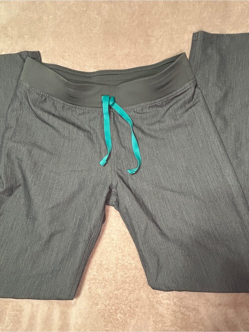 Figs Scrubs Charcoal Jogger Pants with Teal Drawstring